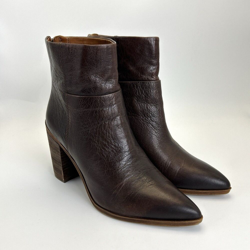 Franco Sarto x Antropologie Marmalade Bootie Womens Size 7 M Dark Brown Leather